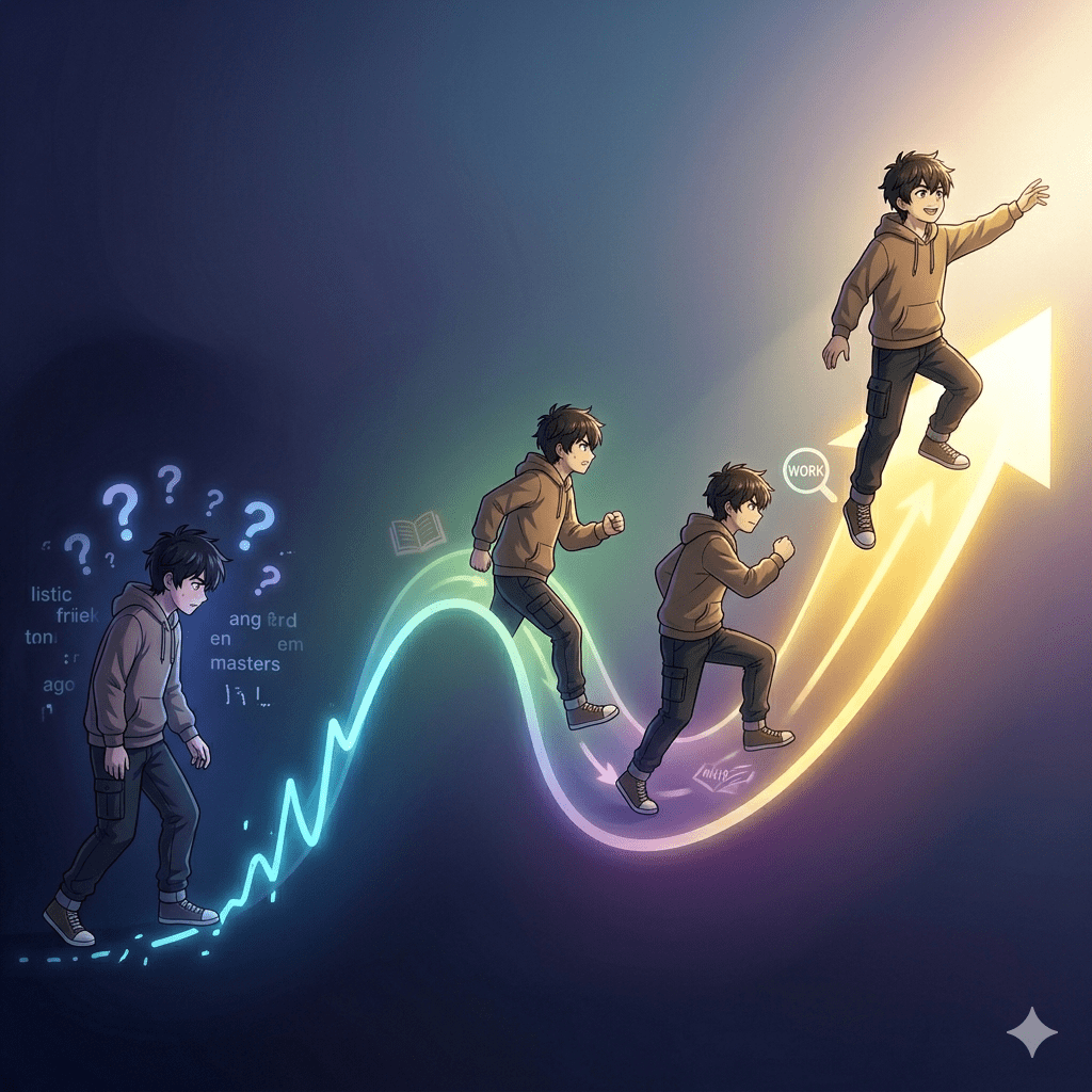 blogging growth journey emotional ups and downs beginner to success timeline