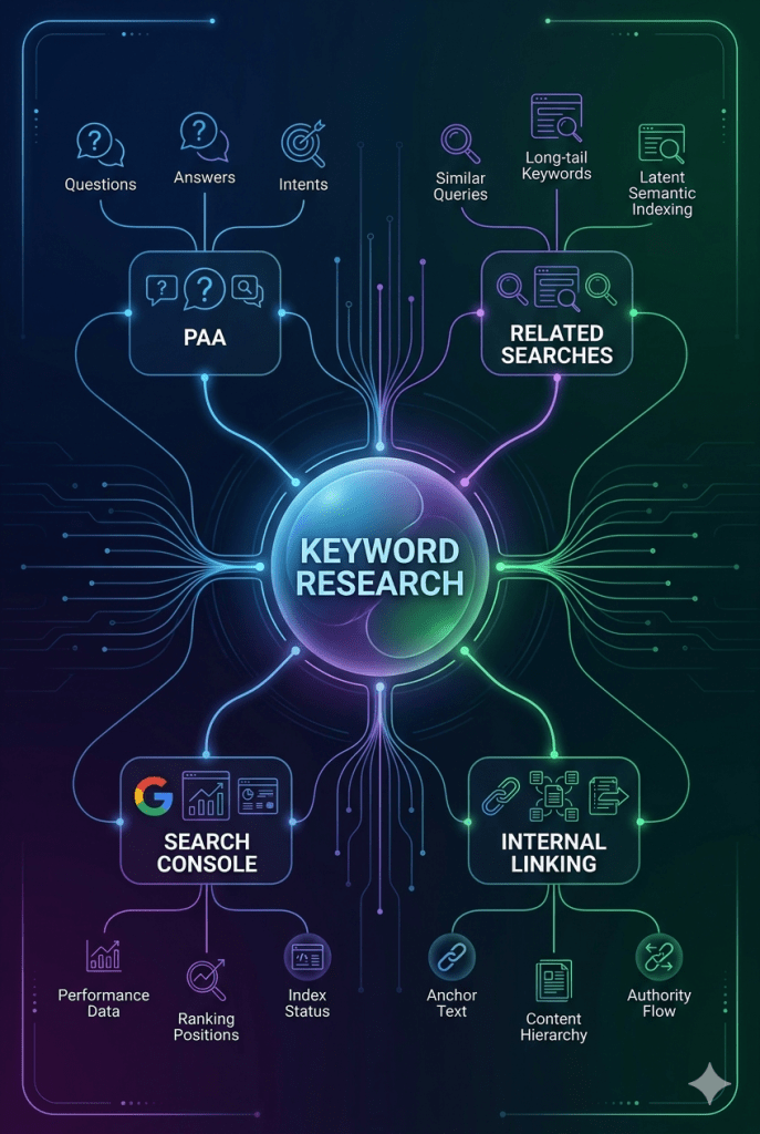 content cluster internal linking SEO strategy showing interconnected topic structure