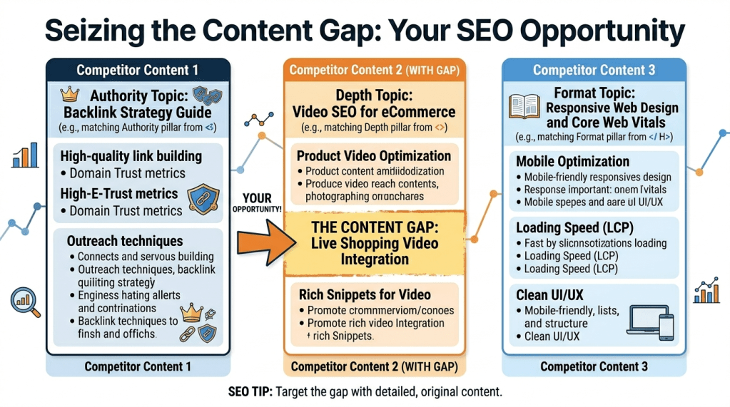 👉 content gap SEO example showing missing information opportunity for better ranking
