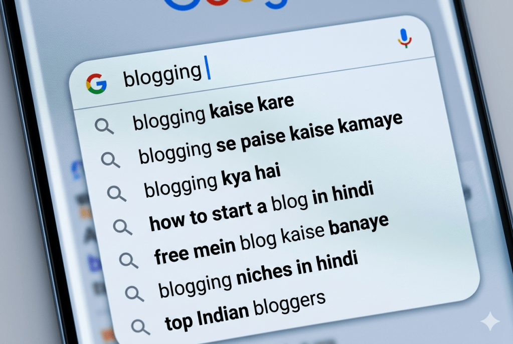 👉 google autocomplete keyword suggestions example for blogging keyword research