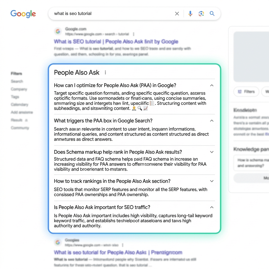 Google People Also Ask box example showing real user questions in search results for SEO optimization