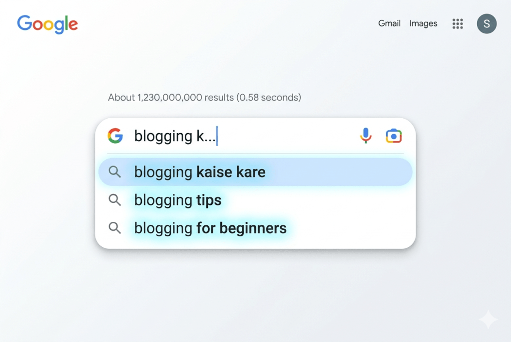 google suggest autocomplete keyword research example blogging 2026