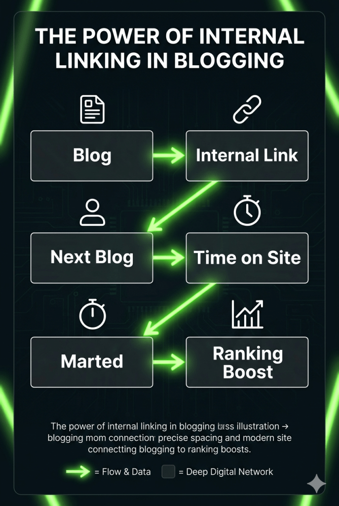 internal linking process flow from blog to user engagement and SEO ranking boost
