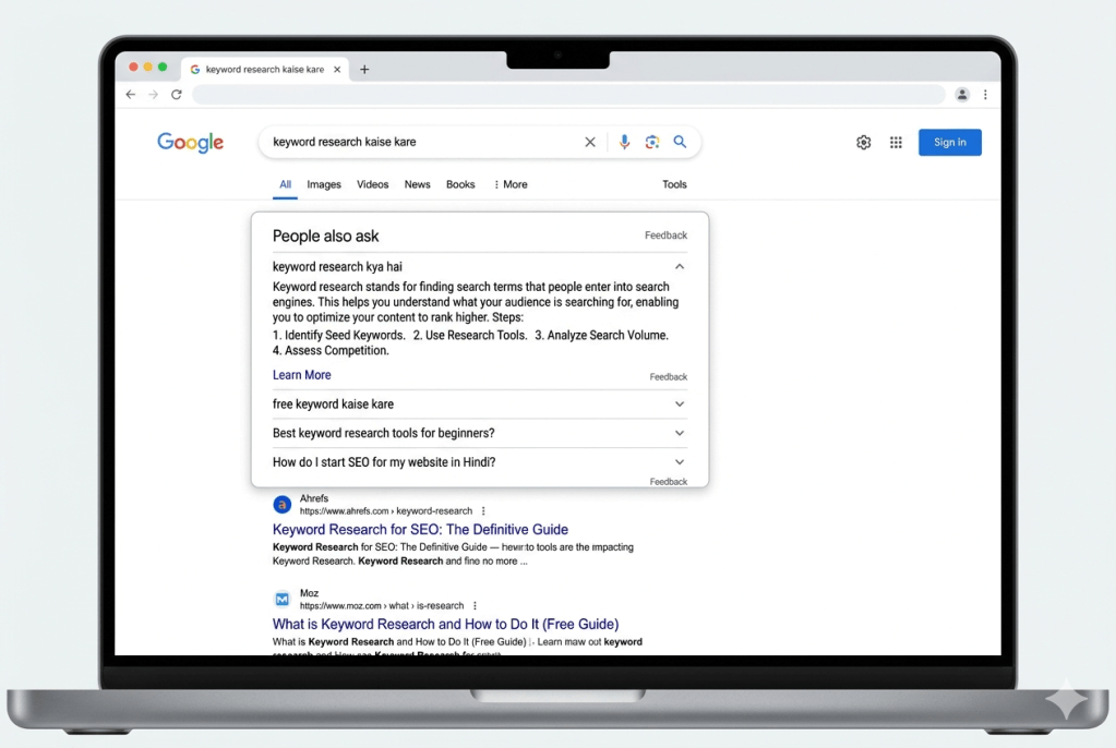 👉 people also ask questions in google showing user search intent for keyword research